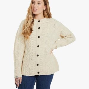Aran Woollen Mills Aran Women's Cardigan, 100% Merino Wool